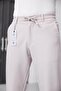 Men's Beige Relaxed Fit Elastic Waist Lace-Up Jogger Fabric Trousers with Side Pockets - 6