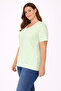 Women's Plus Size Green, Cotton Fabric, V-Neck, Short Sleeve Blouse 65N39056 - 6