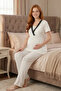 Black Lace Detailed 3-Piece Maternity Pajama Set - Maternity Robe Set with Hidden Nursing Compartment - 4