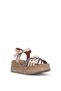 D26Ys-5260 Women's Genuine Leather Flat Sandals Beige - 2