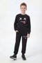 Round Necked Emoji Print Detailed Boys' Tracksuit Set