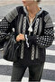 Women's Black Tassel Collar Embroidered Cotton Blouse with Gathered Cuffs