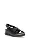 D26Ys-2615 Women's Genuine Leather Flat Sandals Black - 2