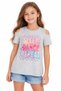 Girl's Dance Written Sequin Shoulder Detail Gray Color T-Shirt