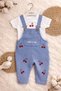Cherry Embroidered Pocket Detailed Short Sleeve Baby Girl Salopet Set of 2 - 3