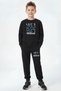 Round Collar Play Football Print Detailed Boys' Tracksuit Set
