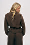 Women's V-Neck Relaxed Fit Elastic Waist Solid Color Shirt - 5
