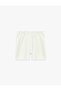 Button Detailed Viscose Blend Elastic Waist Shorts - 3
