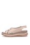 D26Ys-2615 Women's Genuine Leather Flat Sandals Beige - 3
