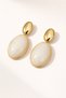Gold Color Natural Stone Look Oval Earrings Non Tarnish Plated Stylish and Elegant Women's Earrings - 7