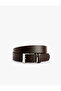 Faux Leather Belt with Rectangular Buckle