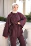 Plum Wide Sleeve Waist Tie Tunic Trouser Set - 4