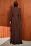 Brown Draped Front Plus Size Evening Dress - 5
