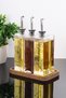 3-Piece Glass Sauce Bowl Set with Wooden Stands and Silver Stoppers, Vinegar and Oil Container Set, 5 Types of Labels, Tableware Sauce Bowl 500ml - 2