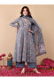 Blue Ranija Cotton Trouser & Dupatta - VRN1138 - Blue-Size:XL-42-Inches - 2