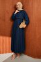 Navy Blue Jacket and Denim Dress Combination