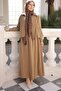 Camel Zippered Jacket and Skirt Set