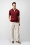 Dark Burgundy Textured Knitted Men's Knitwear T-Shirt - 2