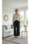 Women's Gray and Black Silky Textured Comfortable Cut Loose-Fitting Trousers with Elastic Waist - 6