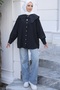 Black Collar Detailed Buttoned Shirt - 2