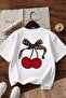 Ribbon Cherry Printed Unisex Children's T-Shirt 8Gh3
