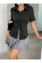 Vintage Mini Striped Y2K Short Sleeve Shirt - 3