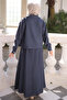 Navy Blue Zippered Jacket and Skirt Set - 2