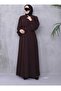 Medina Silk Casual Hajj and Umrah Balloon Sleeve Ferace - Bitter Brown - 6