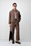 Brown Lyocell Relaxed Fit Pleated Men's Trousers - 4