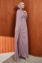 Dried Rose Draped Evening Dress with Pearl Detail - 4