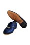 Dark Blue Color Laceless Genuine Leather Velvet Men's Shoes - 3