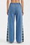 Women's Scarf Detailed Jeans with Plaid Fabric Design on the Sides - 2