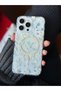 Premium phone case with colorful hologram and magsafe compatible flower print for iphone 15 - 2