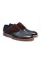Dark Blue Brown Laced Genuine Leather Men's Shoes