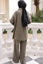 Khaki Collar Zippered Stone Detailed Tunic and Trousers Set - 2