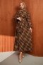Brown Patterned Dress with Shawl