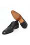 Black Color Lace-Up Genuine Leather Men's Shoes - 3