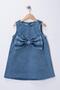 Girls' Denim Dress with Bow Denim Gilet Casual Dress 3-10 Years