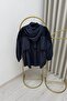Ecru Tex Denim Fabric Detailed Hooded Jacket with Drawstring Waist - 8