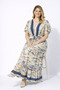 Women's Plus Size Beige, Waist Elastic Detailed, Buttoned, Long Dress 65N39452 - 6