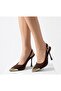Women's Stiletto Pointed Toe Gold Detailed Open Back Heeled Shoes Black - 3