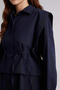 F7382Axnv243 Navy Blue High Neck Poplin Long Sleeve Dress - 4
