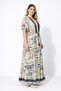 Women's Plus Size Beige, Waist Elastic Detailed, Buttoned, Long Dress 65N39452 - 5