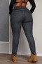 Plus Size High Waist Lycra Gray Pants - 3