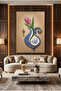 Allah Word Tulip Motif Painting – Ottoman Tile Patterned Decorative Religious Wall Painting - 2
