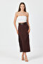Women's Black Long Skirt with Slits and Lace Details - 8