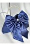 Shiny Navy Blue Satin Bow Portfolio Evening Dress Handbag - 5