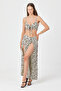 Women's Woven Slit Maxi Beach High Waist Blouse-Pants Set