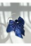 Shiny Navy Blue Satin Bow Portfolio Evening Dress Handbag - 4