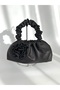 Black Faux Leather Rose Portfolio Evening Dress Clutch Bag - 2